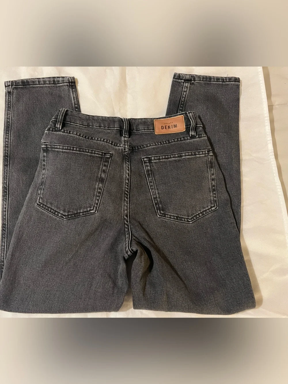 Sezane womens jeans slim parfait straight leg middle gray eu 36 or 4 high rise